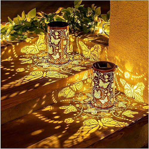 Miniatura 3 de Regalos de Navidad para mujeres, faroles solares de mariposa para exteriores, impermeables, luces solares colgantes, regalos de mariposa para