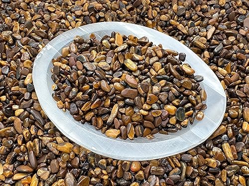 Miniatura 2 de Chips de piedras preciosas semidoradas de 0.5 libras, con diseño de ojo de tigre dorado, mini cristales triturados con ojo de tigre dorado, chips de