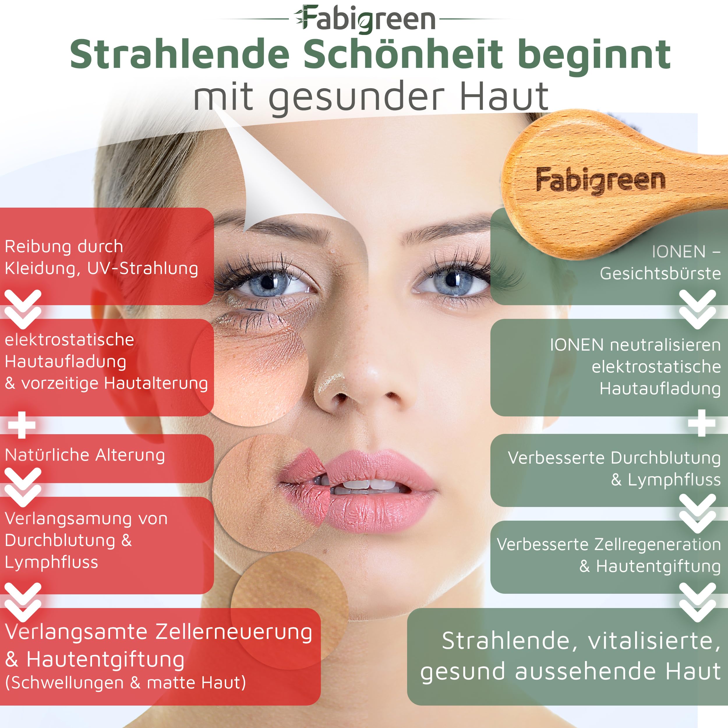 Gesichtsbürste Kupfer Original [MADE IN GERMANY] Peeling Trockenbürste Gesicht inkl. E-Book mit Face Yoga & Anwendungstipps Ionic face dry brush Klosterbürste FSC Buchenholz& plastikfrei