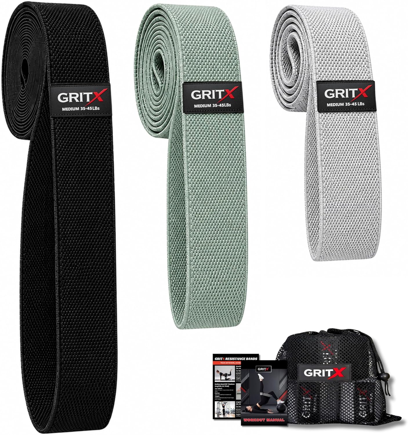 Multiple Lengths Fabric Resistance Bands Set – Short, Medium & Long Exercise Bands for Working Out – Non-Slip, Durable Exercise Bands for Stretching, Yoga, Home Fitness