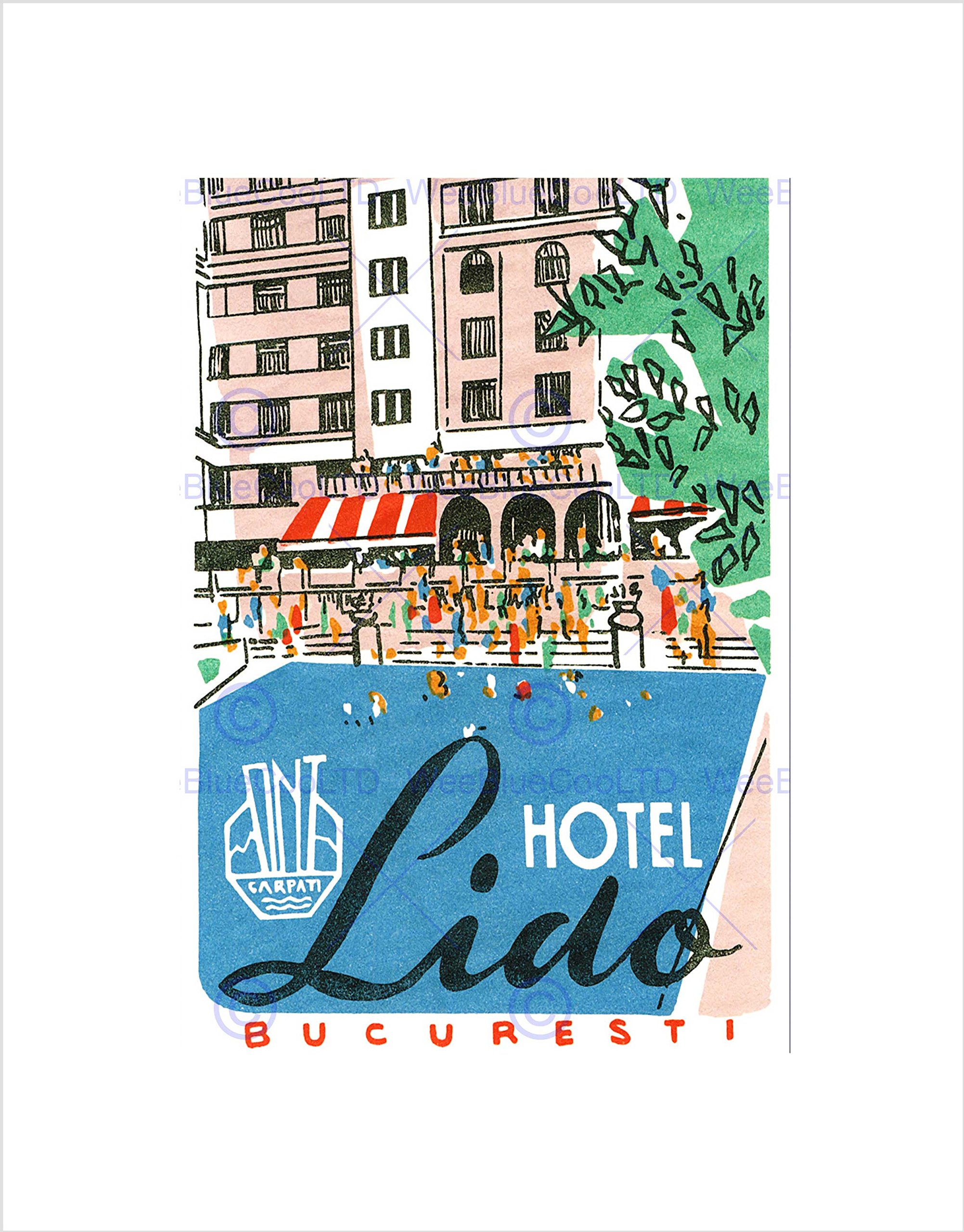 Wee Blue Coo Advert Travel Tourism Bucharest Hotel Lido Wall Art Print
