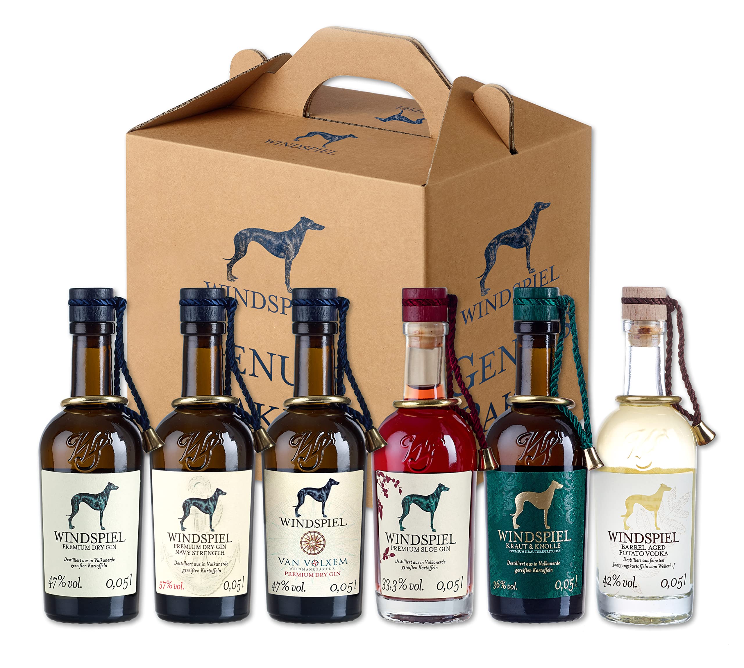 Windspiel Mini Premium Spirituosen Set 6 x 0,05l - Probier- und Geschenkset