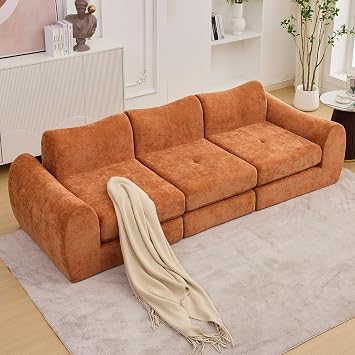 MAXMAXX 102" Modular Sectional Cloud Sofa,4-in-1 Folding Convertible Sofa Bed, Floor Boneless Couch, Modular Cushion Couch,Suitable for Living Room,Bedroom and Recreation RoomOrange