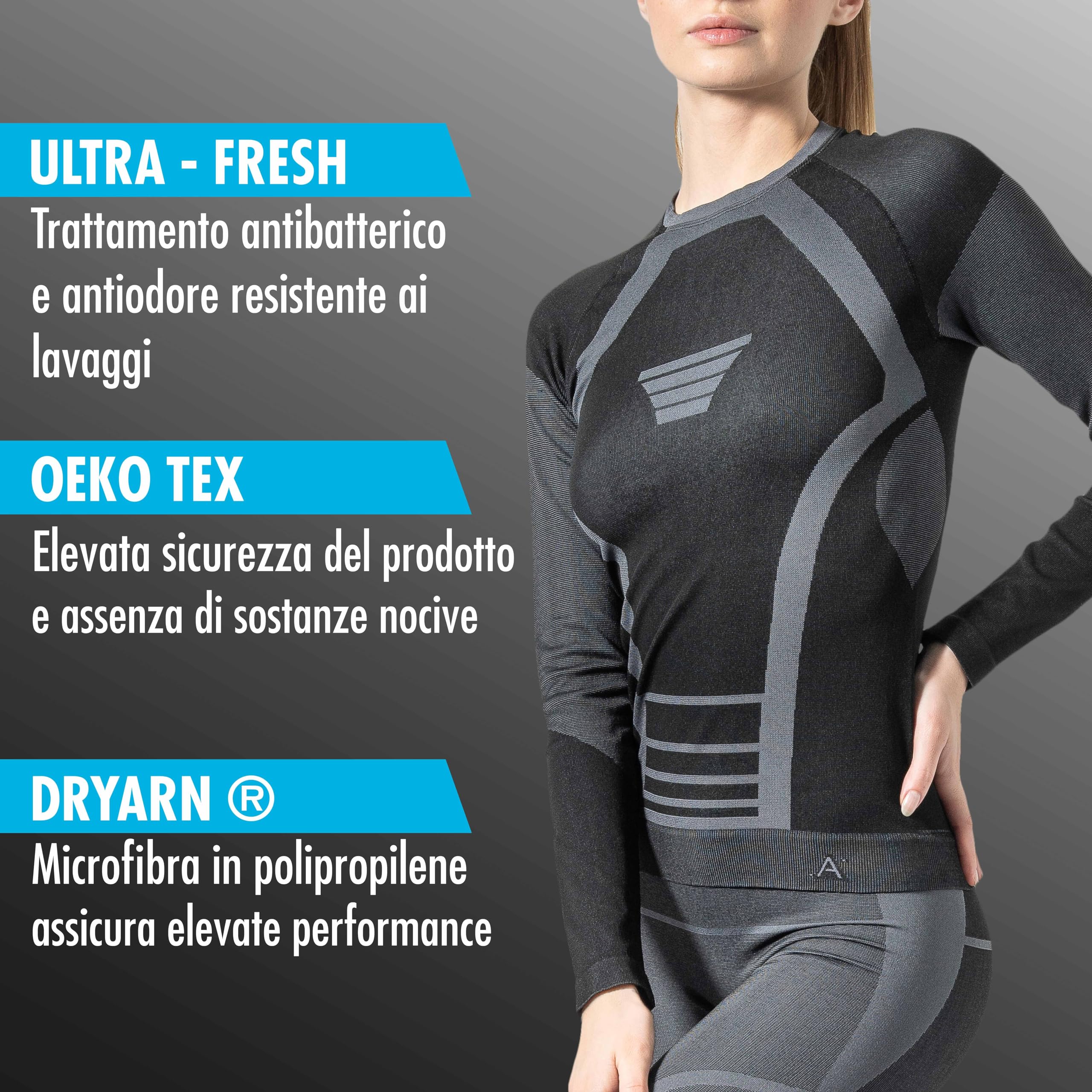 Risalti Maglia Termica Uomo e Donna Extreme Unisex - Intimo Termico Manica Lunga Traspirante, Abbigliamento Termico Tecnico Invernale Senza Cuciture - Made in Italy