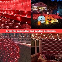 Vista 5 de Woohaha - Luces de red de Navidad para exteriores, 9.8 x 6.6 pies, 192 luces LED de hadas con 8 modos de iluminación, luz conectable para arbustos