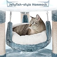 Vista 5 de Yaheetech Árbol para Gatos con Temática Oceánica de 45.5 Pulgadas, Torre para Gatos de Múltiples Niveles, Muebles de Felpa para Mascotas con Nido