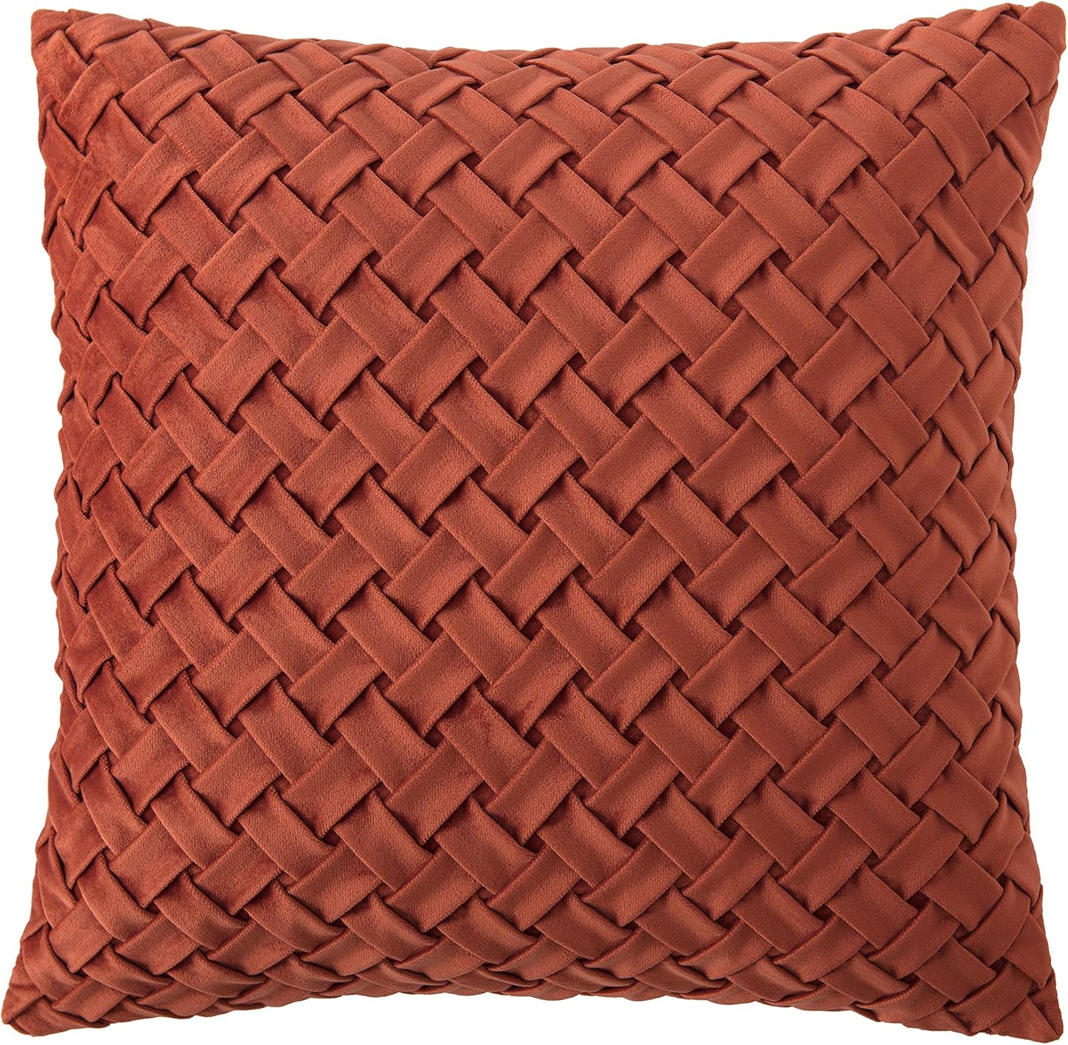 Chanasya Premium Lattice Textured Velvet Throw Pillow Cover - Plush Cover for Back Support Pillow - 18" x 18” - Rust 18" x 18" (Pack of 1) Lattice Rust