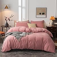 Vista 1 de Janlive - Juego de funda de edredón de algodón lavado, ultra suave 100% algodón, color sólido, funda de edredón con cierre de cremallera - 3 piezas
