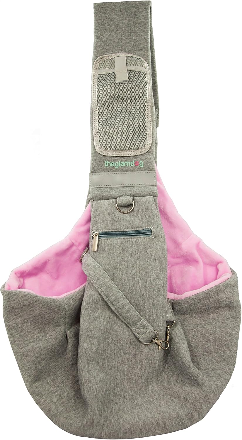 yohino Theglamdog Pet Carrier Shoulder Sling for Small Dogs and Cats, Smartphone Mesh Pocket with Fastenable Closure and Zippered Pocket…