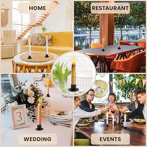 Miniatura 7 de Portavelas cónico de hierro redondo, juego de 4 portavelas de metal negro para decoración del hogar, boda, inauguración de la casa, cumpleaños,