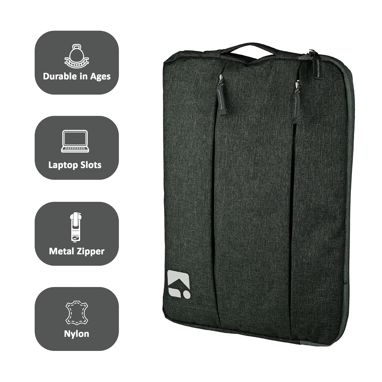 Kuber Industries Nylon Waterproof Laptop Sleeve 14 Inch Compatible with Handle & Accessory Pockets | Computer Pouch/Case/Cover/Safety Bag for Men Office Use | for All Laptop & Notebooks | Dark Grey 15 91LXaDvyl7L. SL1500