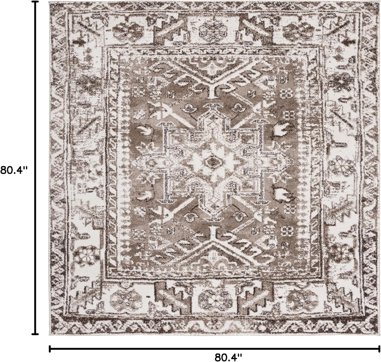 SAFAVIEH Vintage Hamadan Collection Area Rug - 6'7" Square, Brown & Ivory, Traditional Persian Design, Non-Shedding & Easy to Clean, Ideal for Living Room, Bedroom, Dining Space (VTH211T)