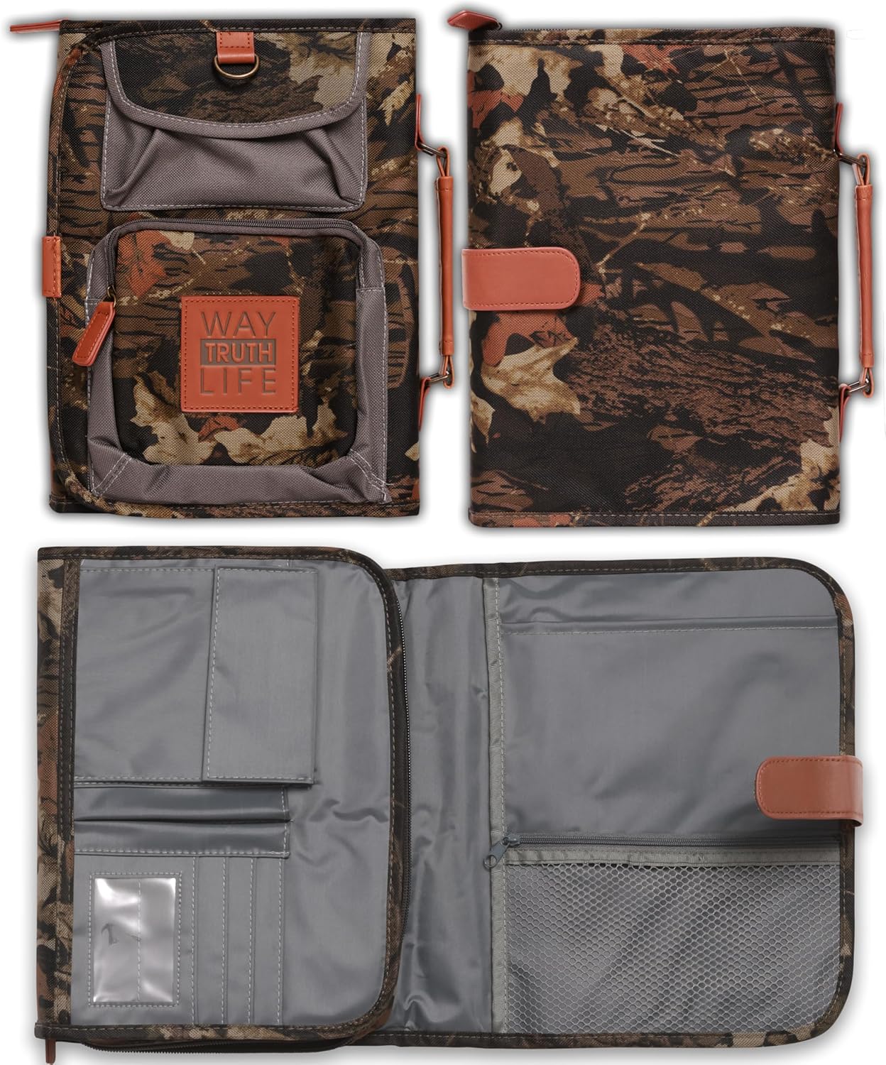 Tri-Fold Realtree Camo Bible / Book Organizer w/"Way-Truth-Life" Badge (Medium)