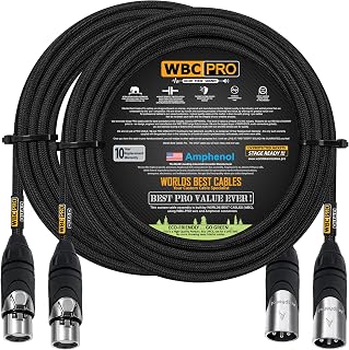 2 Units - 30 Foot - WBC-PRO-Quad Ultra-Silent Ultra-Flexible Balanced Star-Quad Cable with Amphenol Male & Female XLR Plugs & Black Tweed Jacket