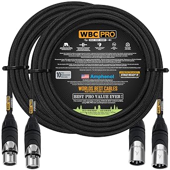 2 Units - 200 Foot - WBC-PRO-Quad Ultra-Silent Ultra-Flexible Balanced Star-Quad Cable with Amphenol Male & Female XLR Plugs & Black Tweed Jacket