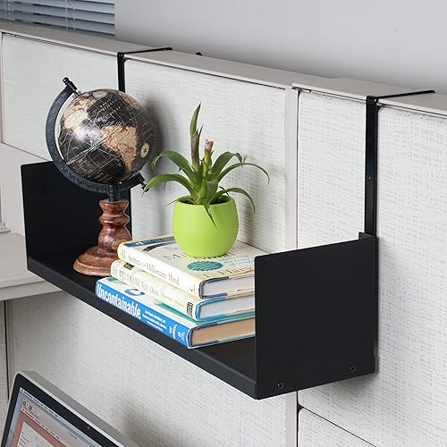Miniatura 5 de Wallniture Libro Estante organizador de cubículos de 24 pulgadas con ganchos para cubículos, organizador de escritorio para oficina en casa (negro)