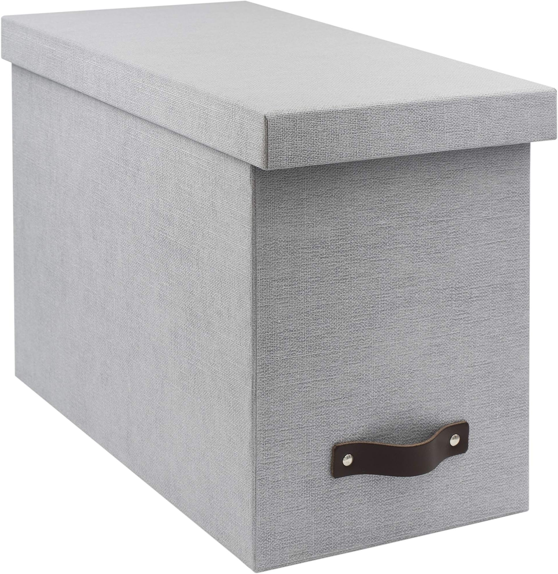 Bigso Box of SwedenJohn Desktop File | File Storage and Document Organizer for Important Paperwork | Durable Hanging File with a Lid and Leather Handle | 7.4’’ x 13’’ x 10.4’’ | Ash