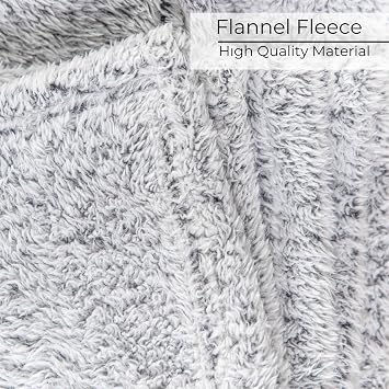 Throw Blanket Grey Flannel Fleece - Soft Fur Feel - Gray & White Contrast - 50x60 inches