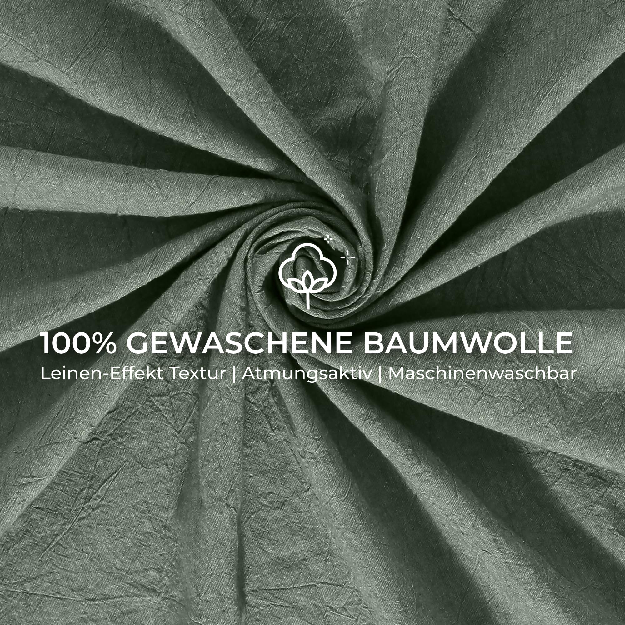 Dreamzie Bettwäsche 135x200 Baumwolle 4Teilig, Bettwäsche-Sets Grün mit Reißverschluss, Ähnliche Textur wie Stone Washed Leinen, Enthält 2 Bettbezug 135x200 und 2 Kissenbezug 80x80, Oeko TEX