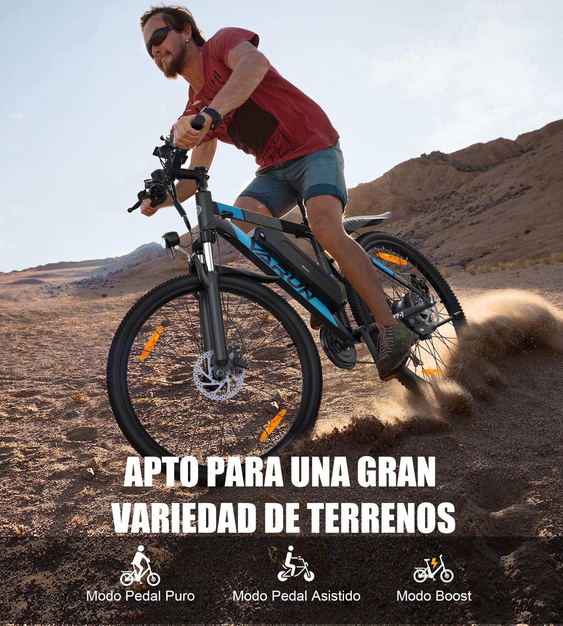 VARUN 27.5" Bicicleta Electrica con App, 48V 624Wh, Autonomía de 120km | Aluminio, Bicicleta Eléctrica Montaña con 21 Velocidad, Pantalla LCD, Bici Electrica para Commuting/Off-road/Escapadas