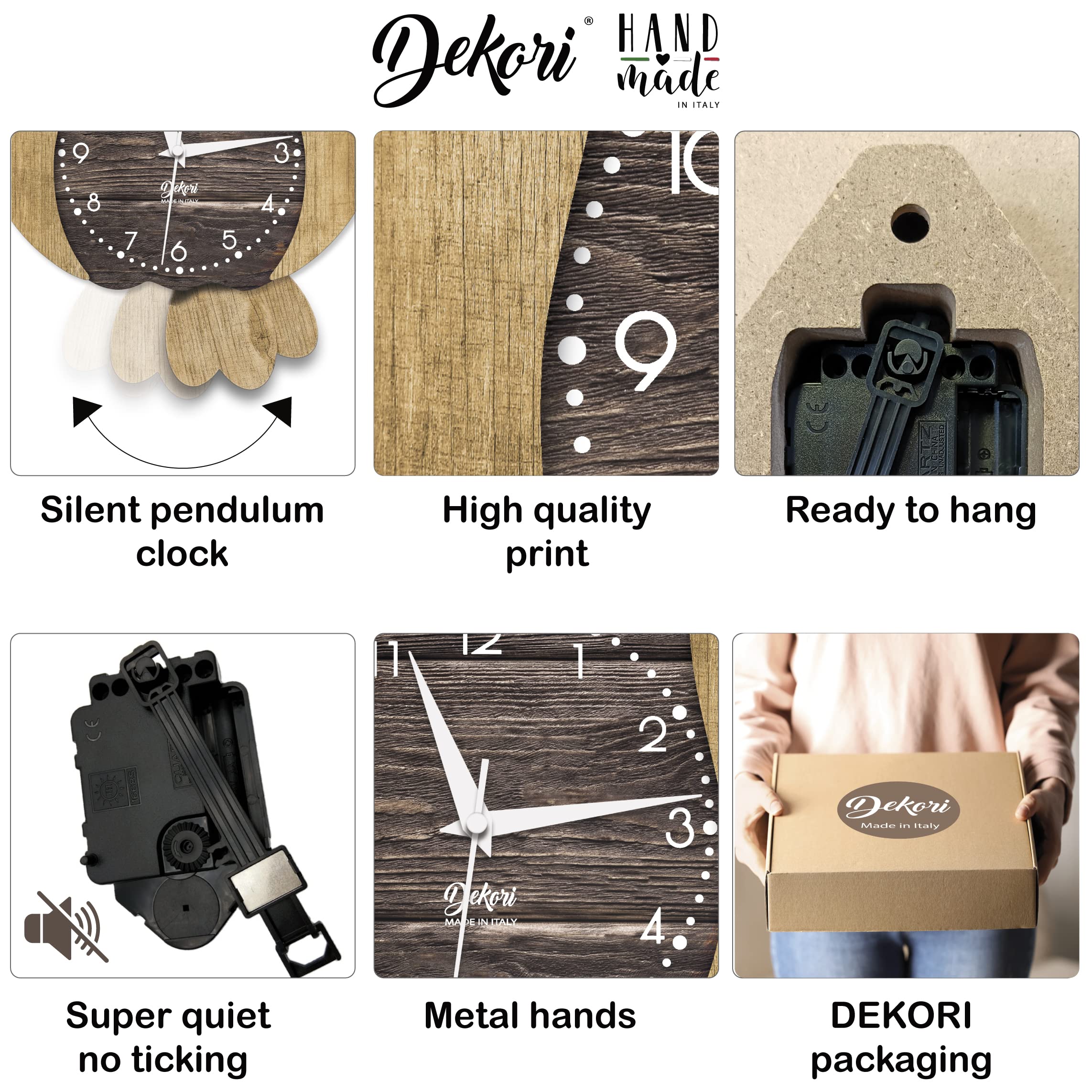 Orologio Da Parete Gatto Con Pendolo Dekori - Meccanismo Silenzioso Made In Italy, Batteria Inclusa