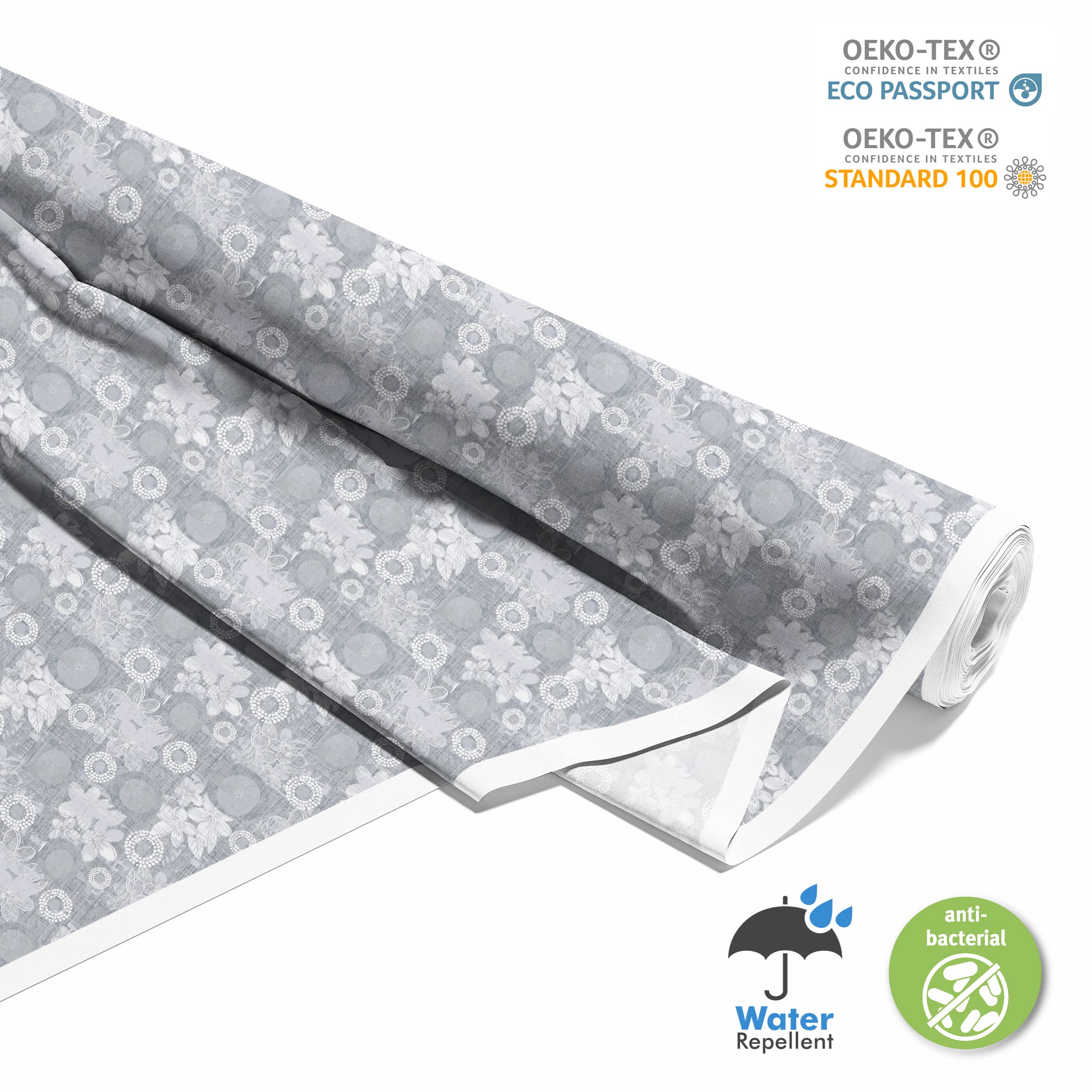 HEKO PANELS Tela Para Tapizar Impermeable Por Metro Telas Tintada Para Sofas Gruesa Resistente Al Desgaste Antimanchas Sillas Loneta Estampada Flores Geométrico Gris 3 Metros 155 X 300 Cm