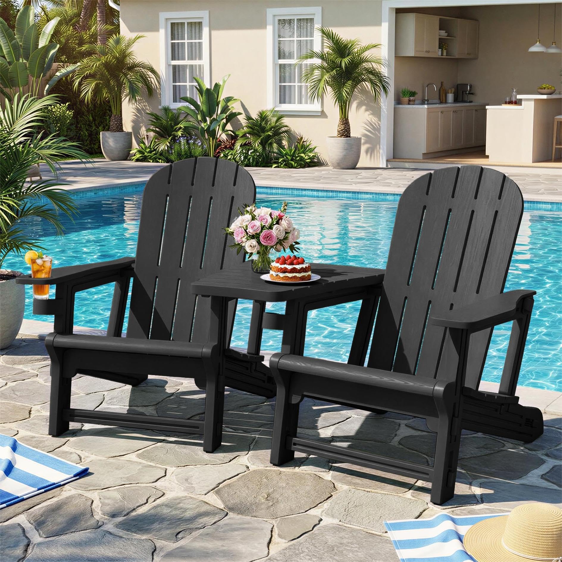 JY QAQA Outdoor Adirondack Chair Set of 2 HDPE