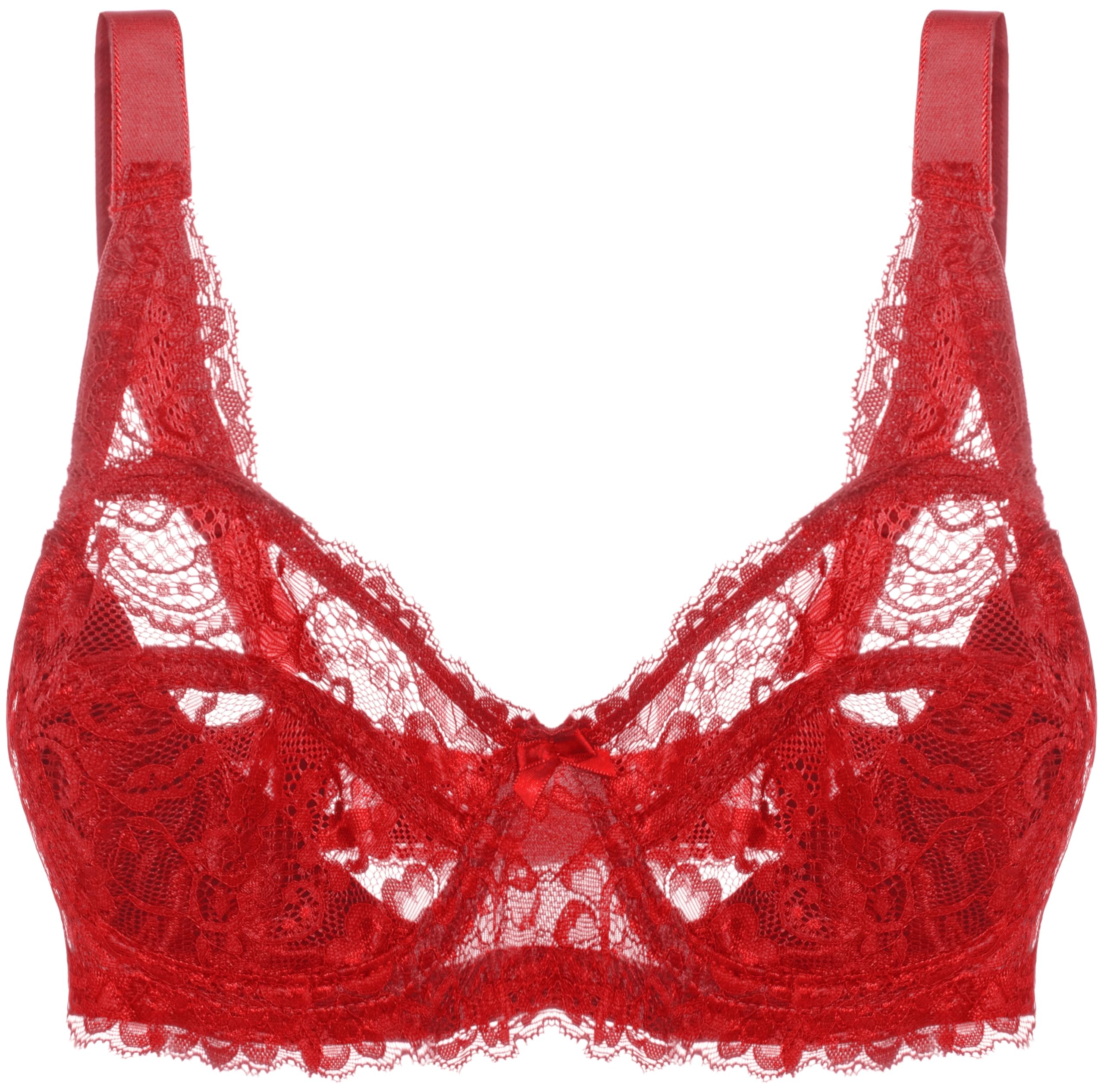 CLOUDAWomen's Floral Lace Bra Full Coverage Non Padded Underwired Minimiser Bra