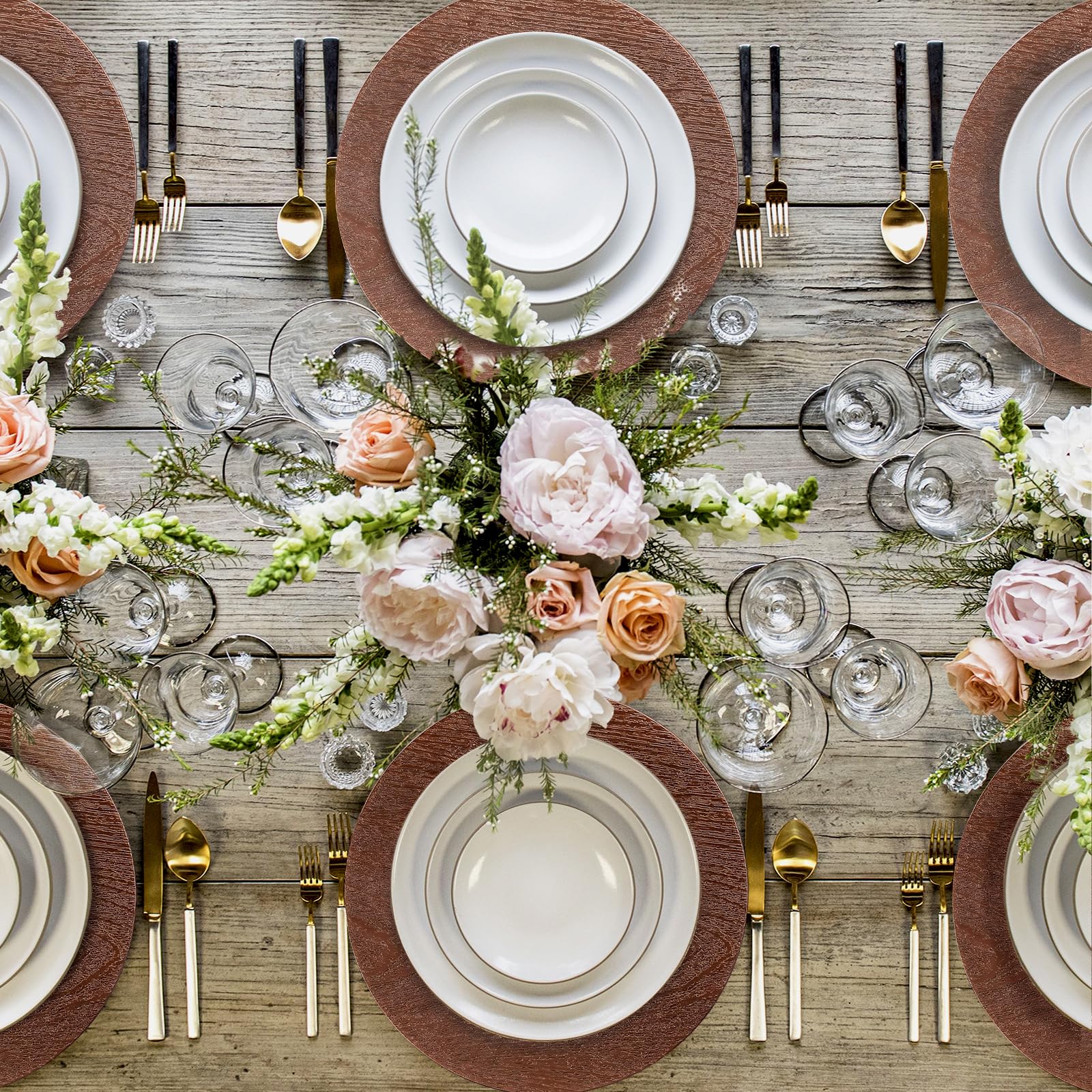 Snapklik.com : Round Charger Plates Set Of 6, 13 Inch Brown Charger For ...