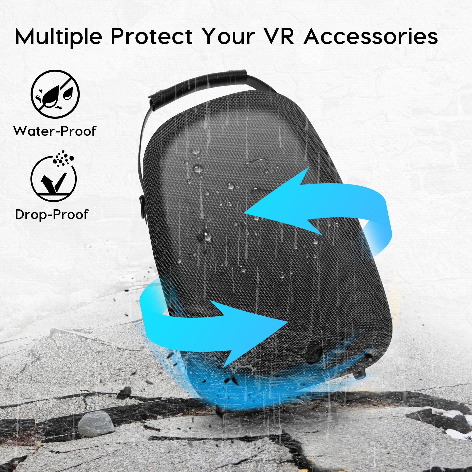 Mytrix Sac de Transport pour PS VR2 Meta Oculus Quest 3, Étui de Transport léger avec Protecteur de lentilles, Sangles Velcro et bandoulière pour Casque PS VR2 et contrôleurs tactiles