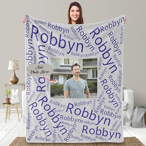Miniatura 4 de UFOORO Regalos de cumpleaños para mujeres, manta personalizada, regalos para él, nombre y foto personalizados, regalos para mamá, regalos para