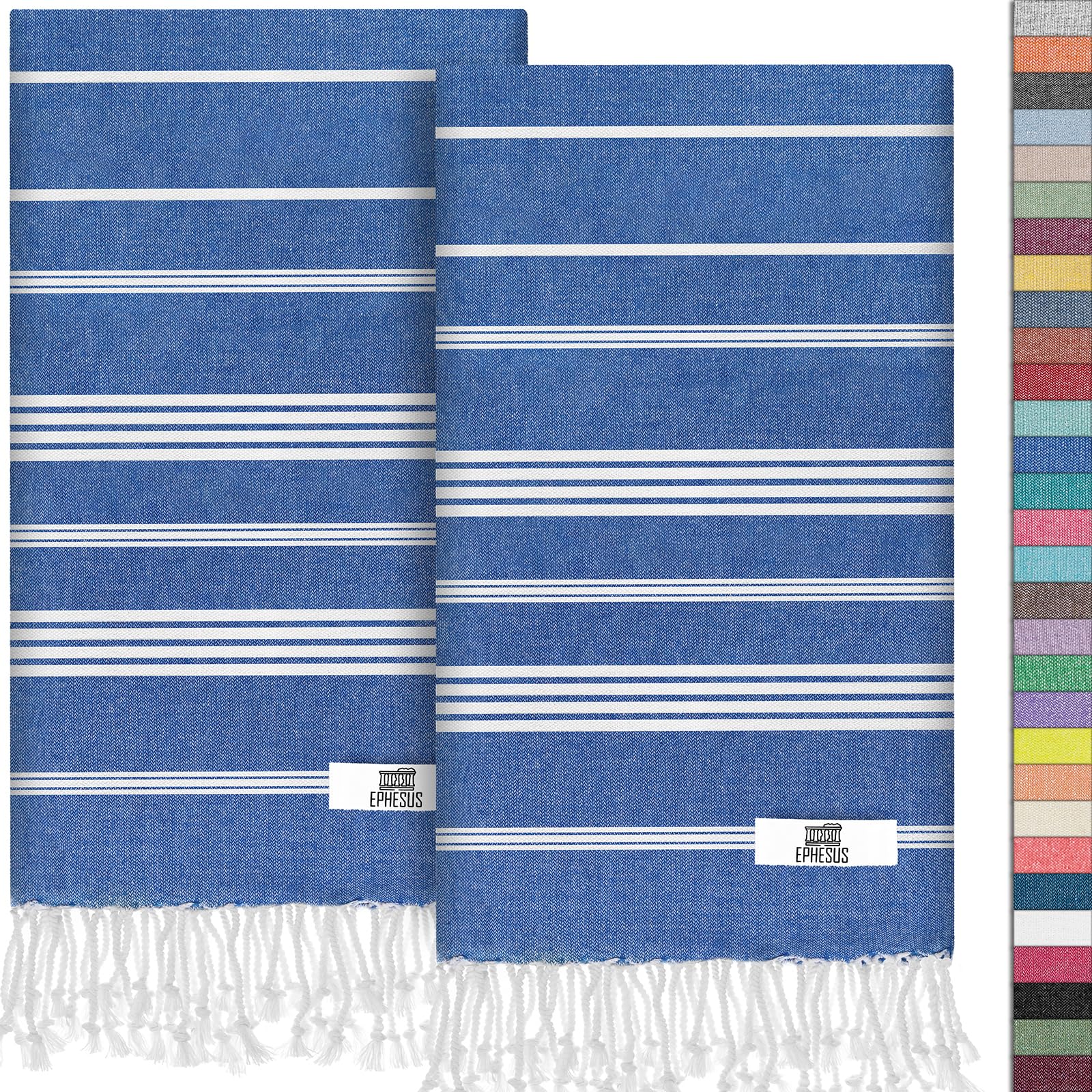 EPHESUS TOWELS Turkish Hand Towels - Set of 2 | 18" x 30" Decorative Boho Guest Bath Towel for Bathroom, Kitchen, Face, Hair, Tea, Dishcloth (Sultan,