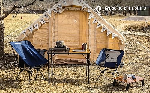 Miniatura 2 de ROCK CLOUD Paquete de 2 sillas de campamento compactas portátiles y ultraligeras, sillas plegables para exteriores, tamaño grande para campamento,