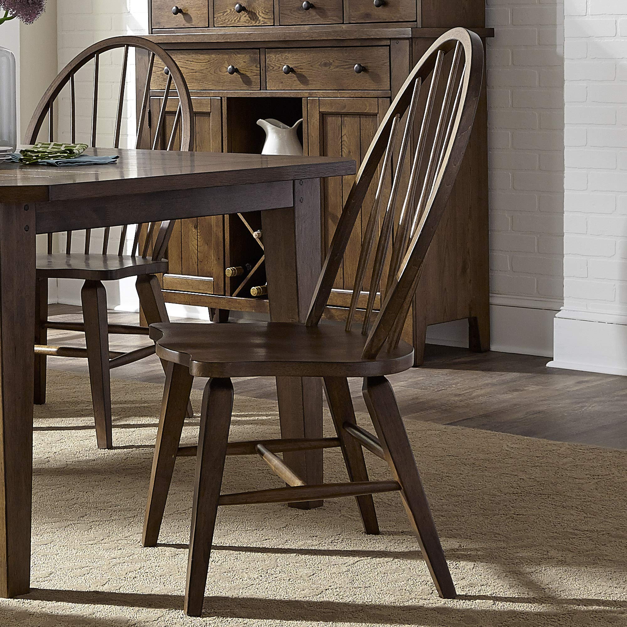 Liberty Furniture Industries Hearthstone Windsor Back Side Chair, Brown