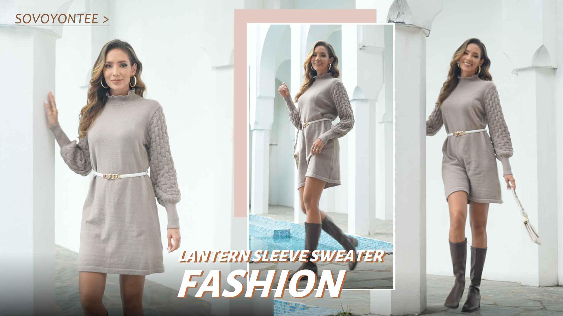 cable knit mock neck long sleeve mini sweater dress Cable Knit Mini Dress | Chunky Knit Long Sleeve Mini