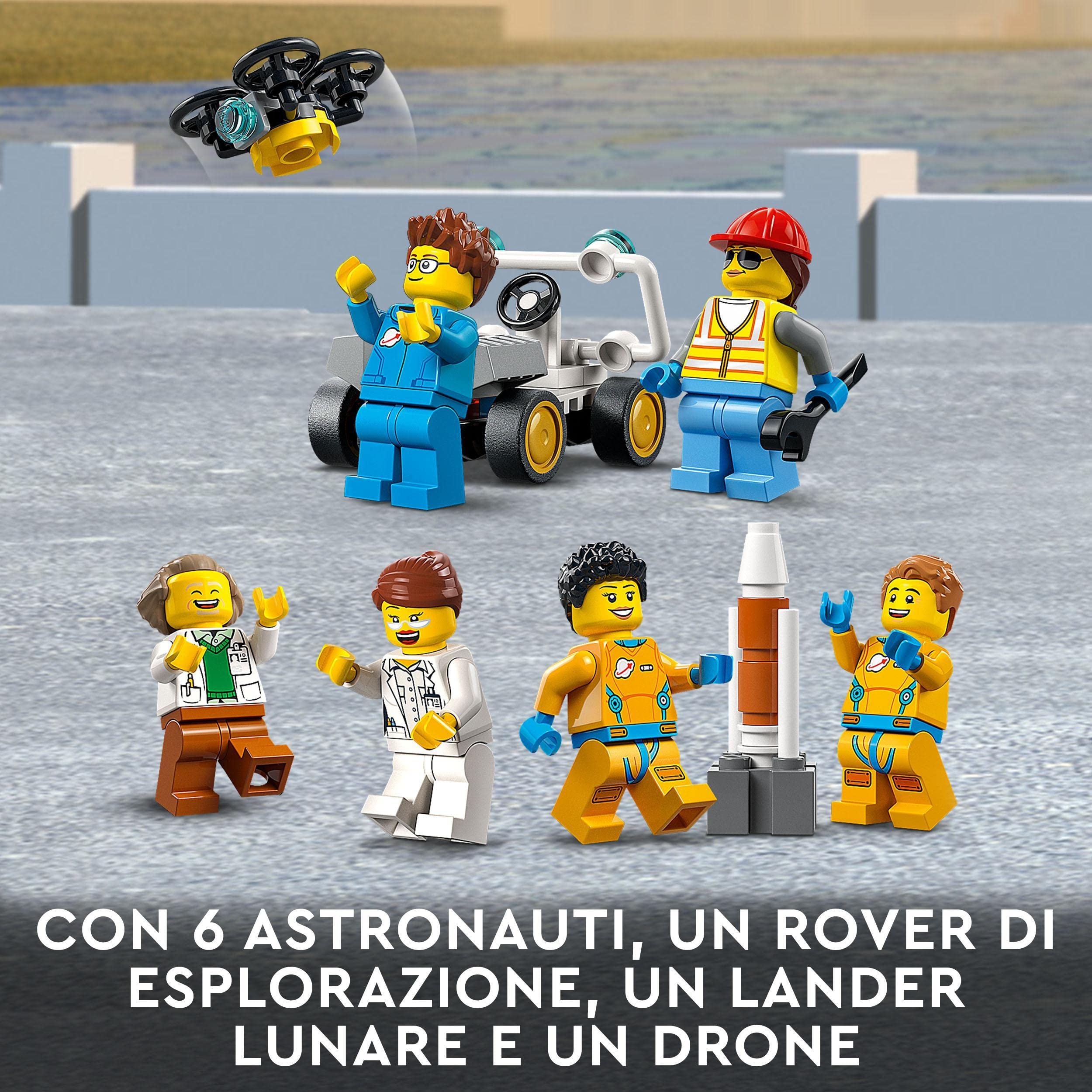 LEGO City Centro Spaziale, Giocattoli Creativi per Bambini dai 7 Anni in su, Base NASA, Razzo con 6 Minifigure di Astronauti e Veicolo Rover 60351
