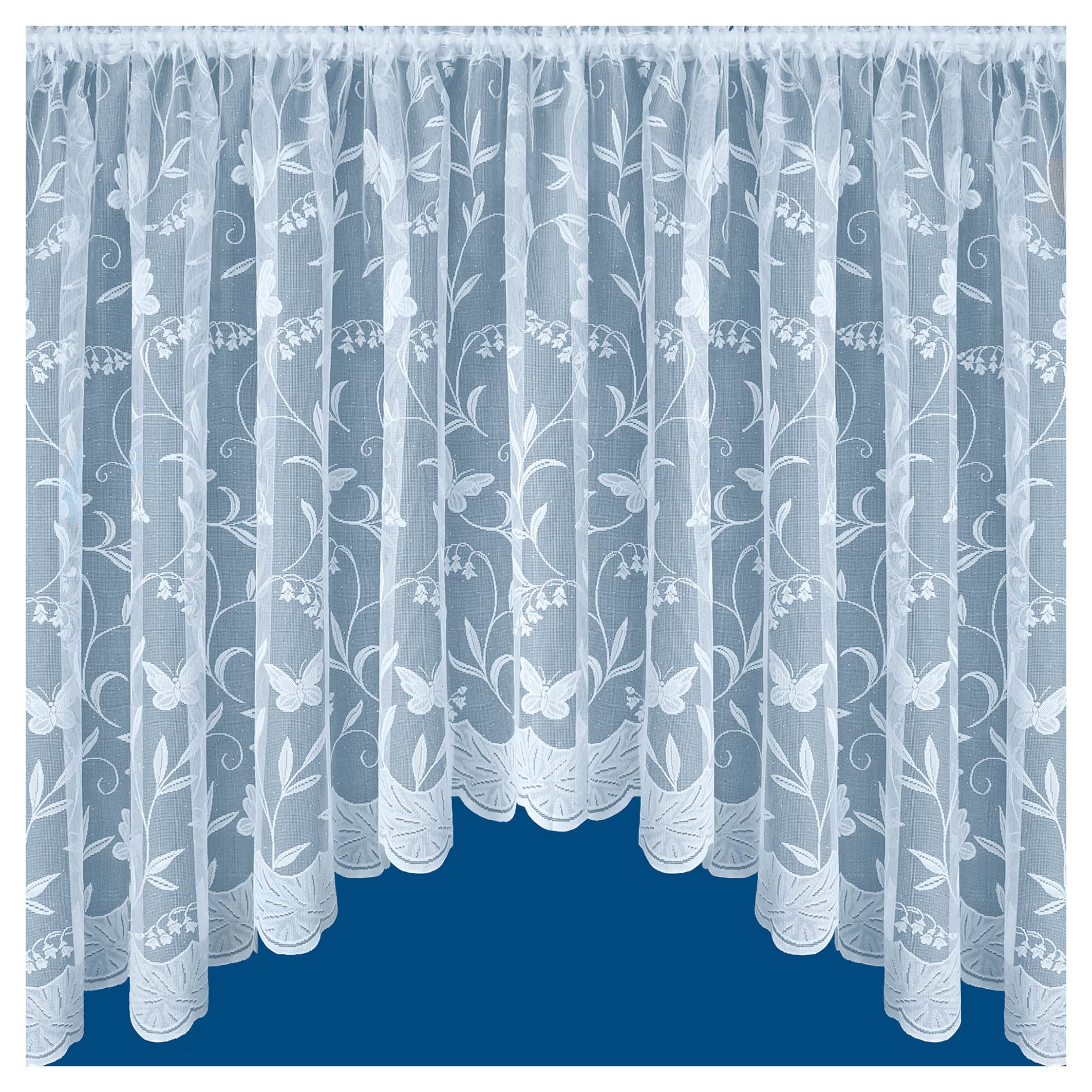 Tyrone Textiles Hawaii Jardiniere Net Curtain - Trailing Leaf & Butterfly Design - 106cm Drop