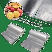 Vista 2 de KitchenFun Rollos de bolsas selladoras al vacío bolsas selladoras al vacío de 11 x 50 pies y 8.7 x 50 pies (total de 100 pies), rollos selladores al