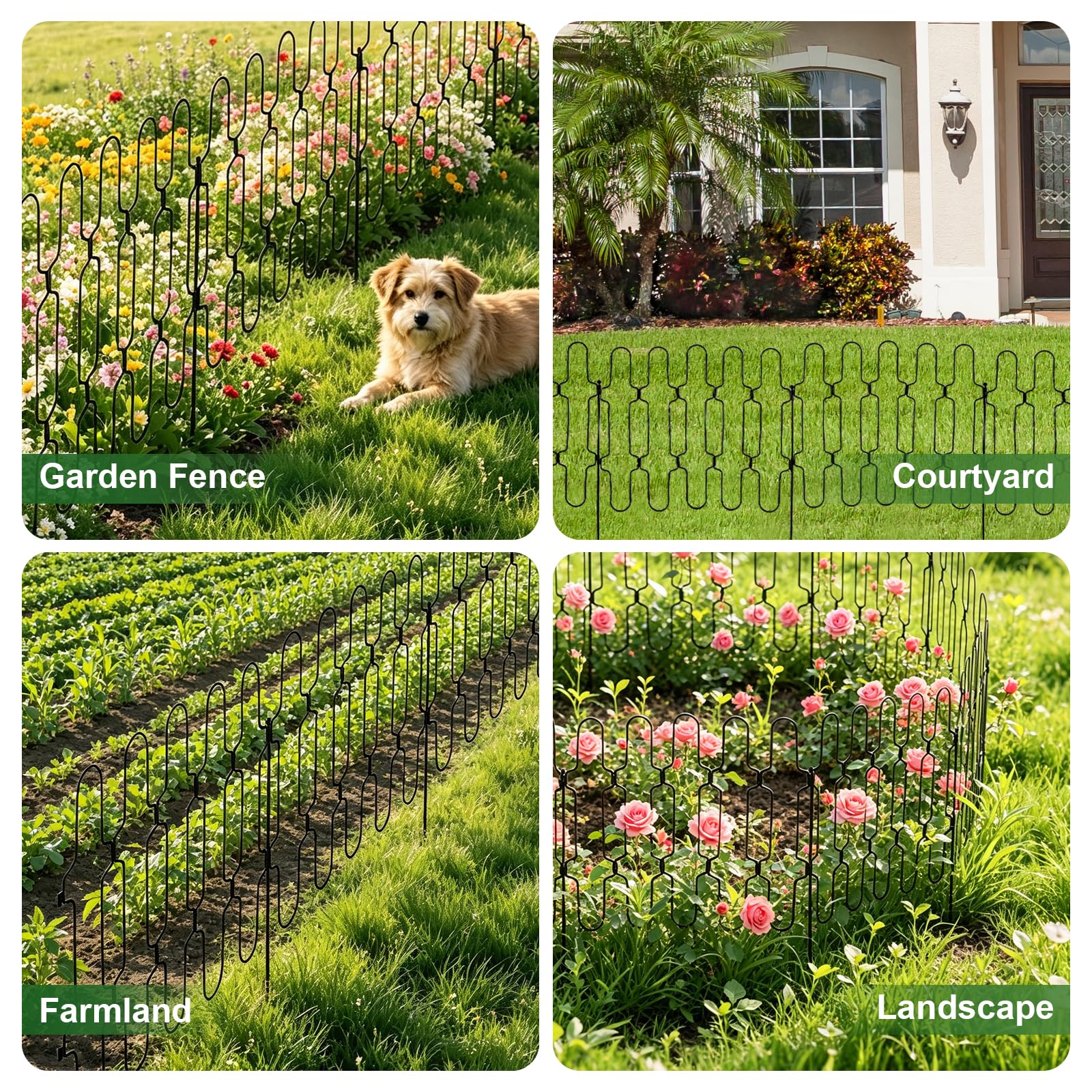Valla de Jardín Plegable para Exterior, Paneles de Metal para Bordes de Macizos, Barrera Decorativa sin Instalación para Animales, Cercado para Jardín, Flor y Patio (40CM(H)×4.6M(L) 10 Panels)