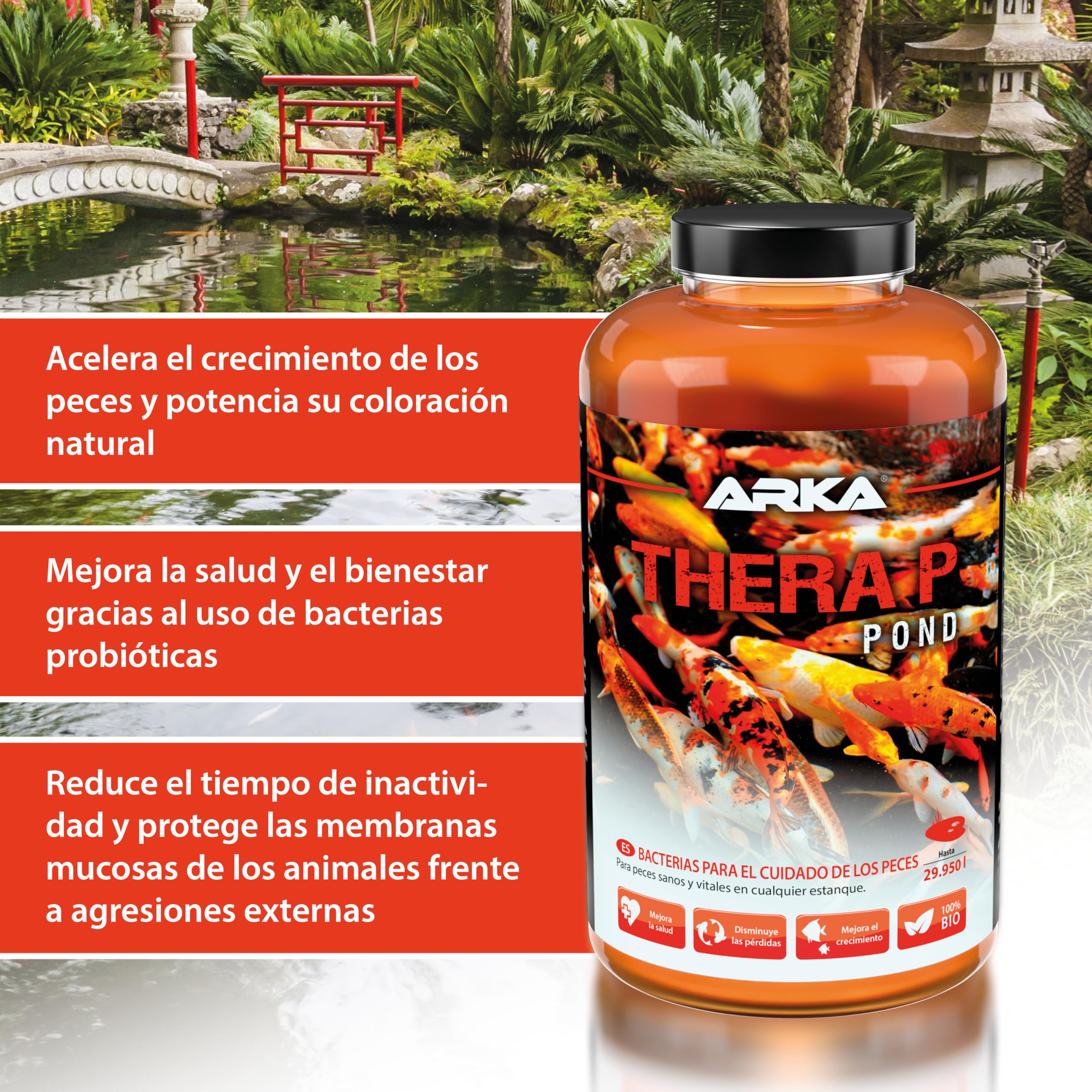Cuidado Peces Estanque 946 ml - TheraP Probiótico para Koi | probiótico, favorece bienestar, vitalidad, colores vivos, reduce estrés, protege mucosas, peces de estanque, koi