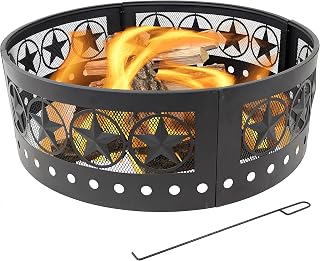 Sunnydaze Four Star Fire Pit - Large Round 36 Inch Campfire Ring - Heavy-Duty 0.91mm Thick Steel Construction - Outdoor Wood Burning Firepit - for Camping or Backyard