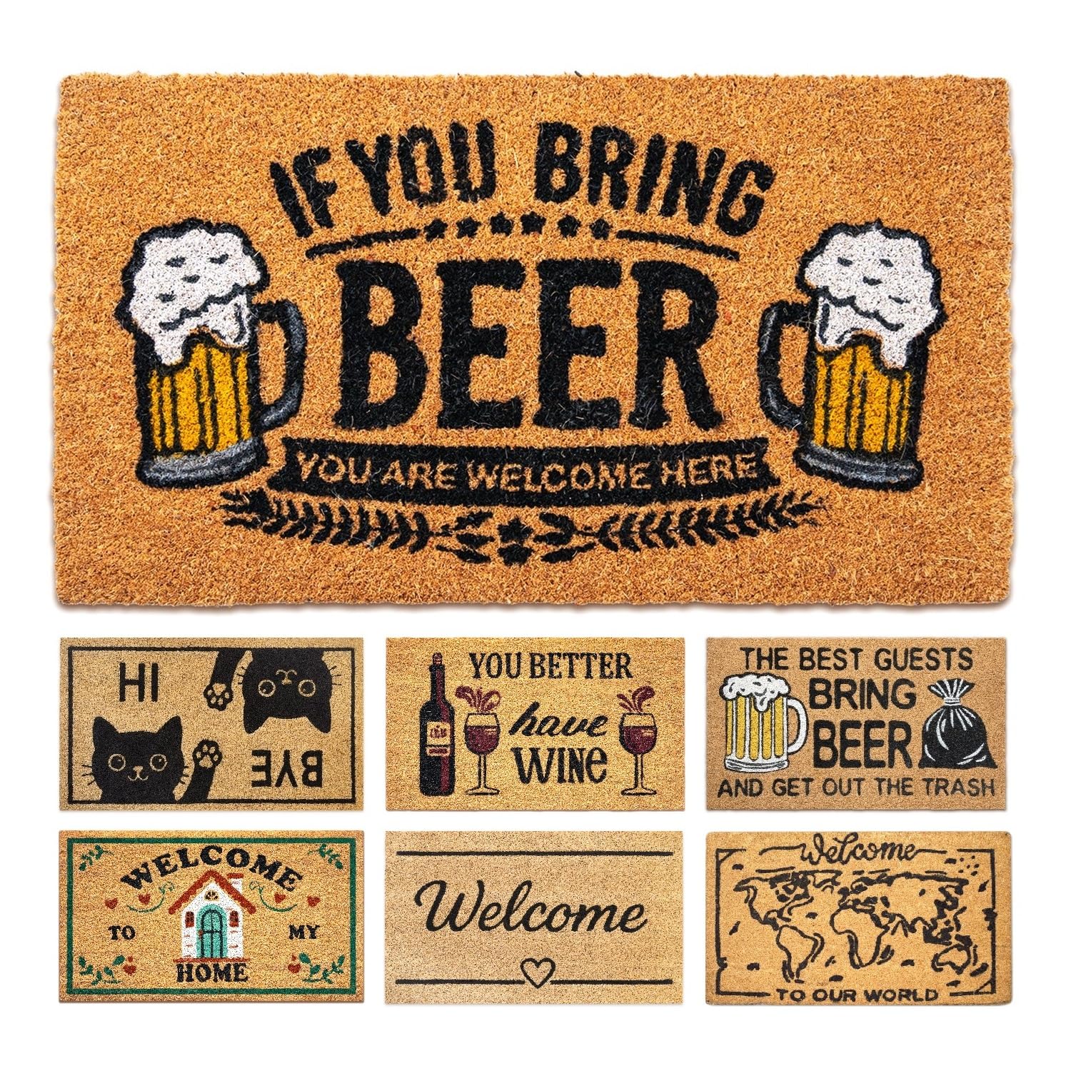 Coir Doormat - Beer - 40x70 cm - Outdoor Door mat - Front Door mat outside - Funny Doormats outside