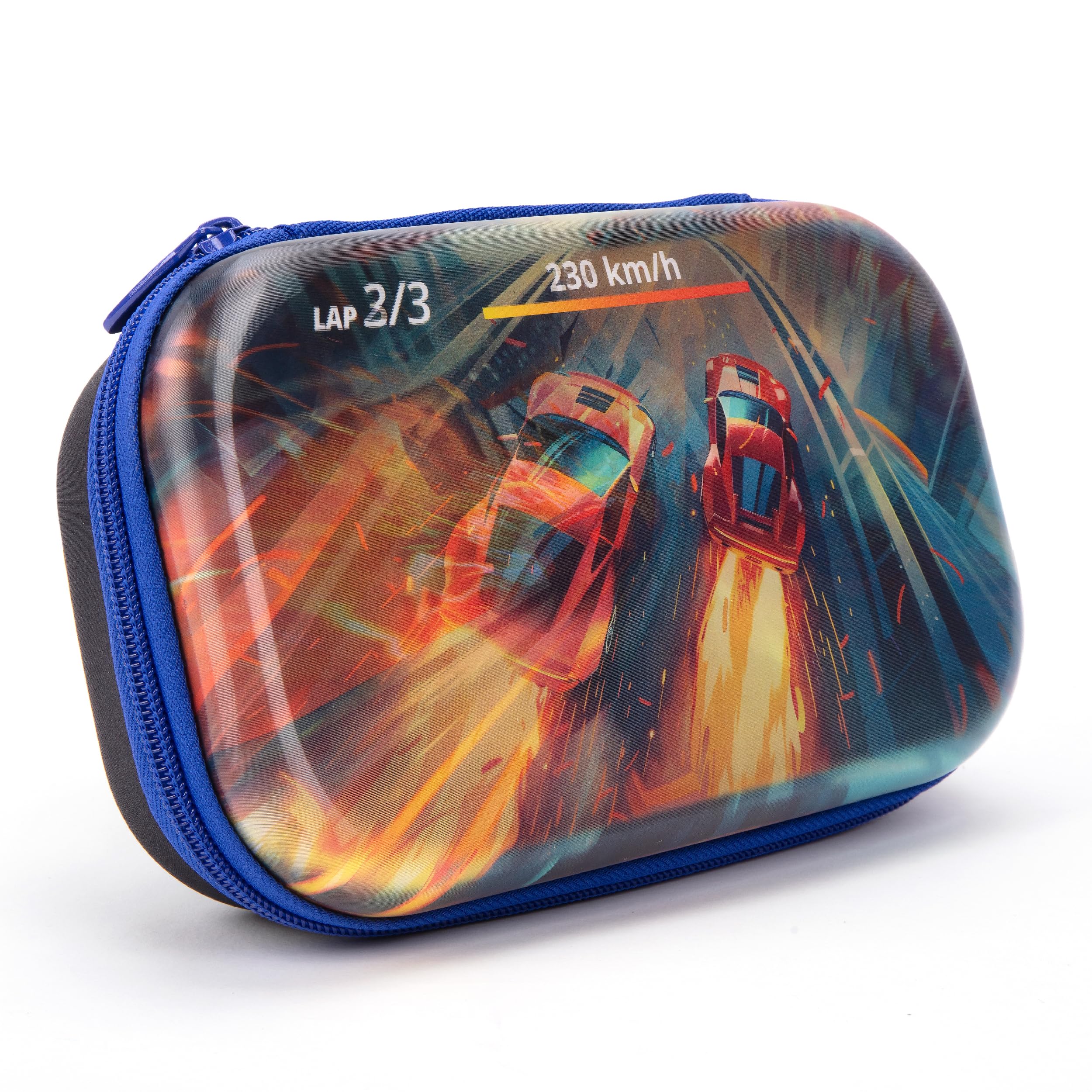ZIPIT 3D Pencil Case for Boys | Lenticular Pencil Box for School | Large Capacity Pencil Pouch (Car Race)