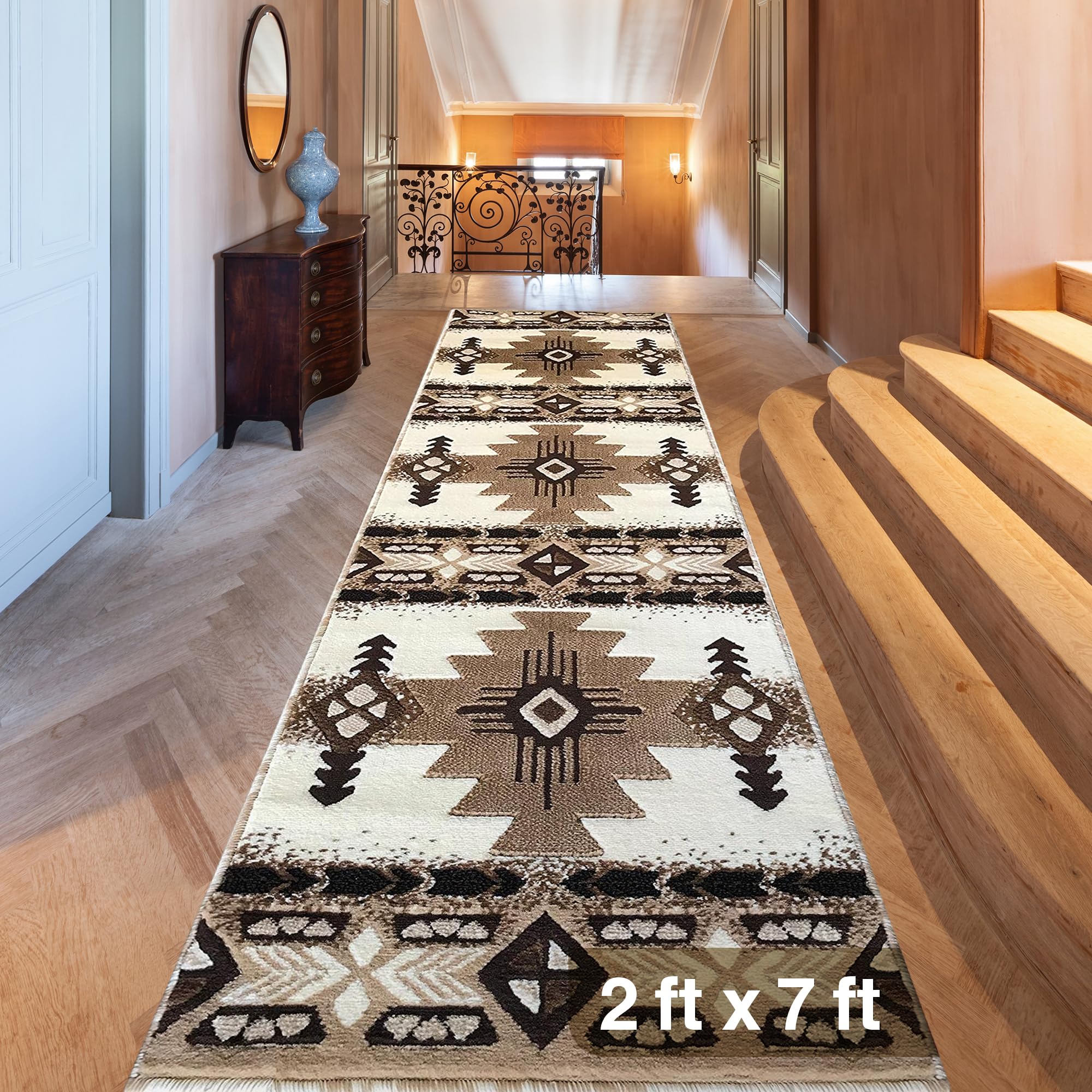 YHSF South West Native American Area Rug C318 - Easy Clean, Thick, Soft, Durable Native Tribal American Indian Inspired Rug for Bedroom/Living Room