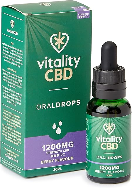 Vitality CBD Berry Flavour Oral Drops in Hemp Seed Oil, 1200mg, 30ml