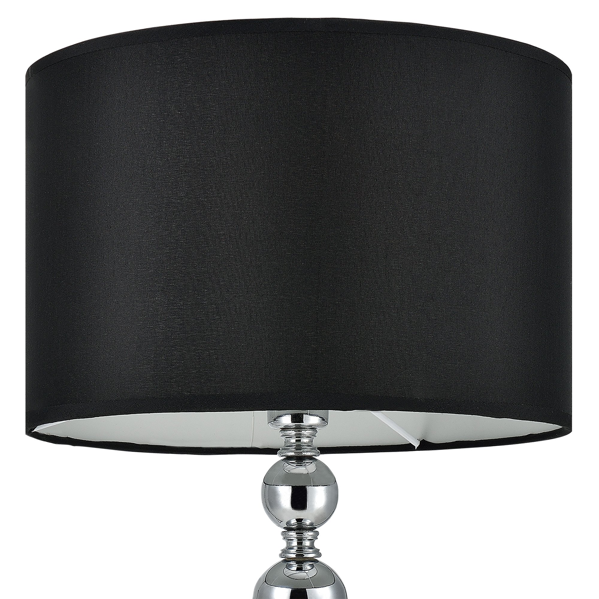 lux.pro Lampada da Tavolo con Paralume Cilindrico in Tessuto Ø 29 cm e Stelo Decorativo Abat Jour da Comodino Scrivania Altezza 51 cm Soggiorno Camera da Letto - Nero/Cromo