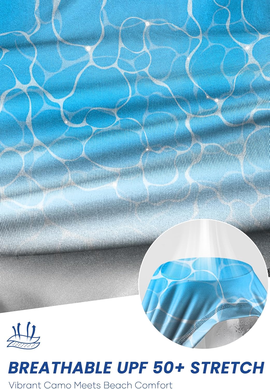Men Rash Guard Swim Shirts UPF 50+ Sun Protection Quick Dry Allover Print Camo Tee (S-XXL)