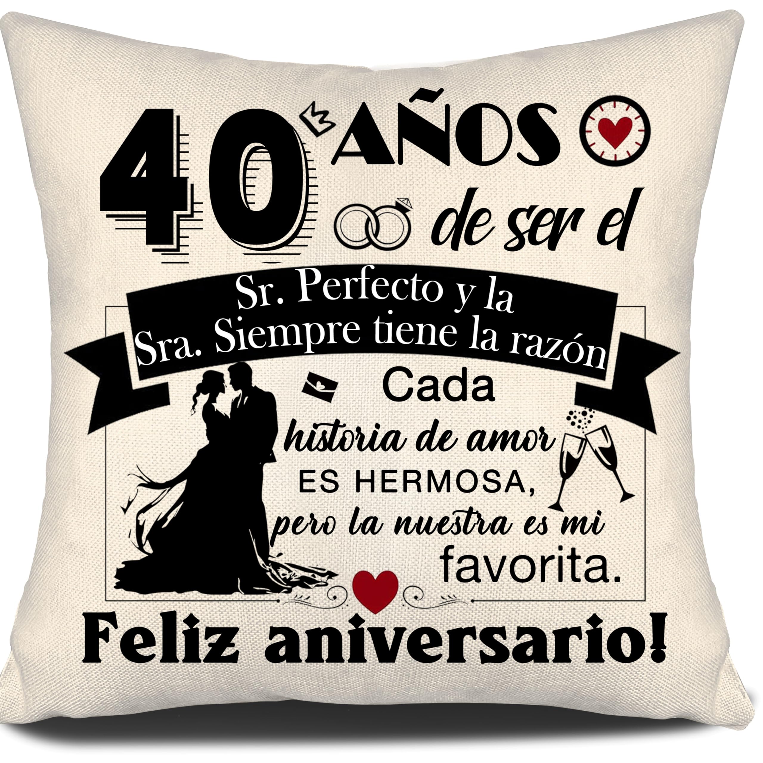 Aosumin 40 años de ser el Sr Sra. Siempre Tiene la razón 40 Aniversario de Boda Regalo Matrimonio Fundas de Cojín para Parejas Marido Esposa Padres Abuelos Colegas Amigos Aniversario(40-a)