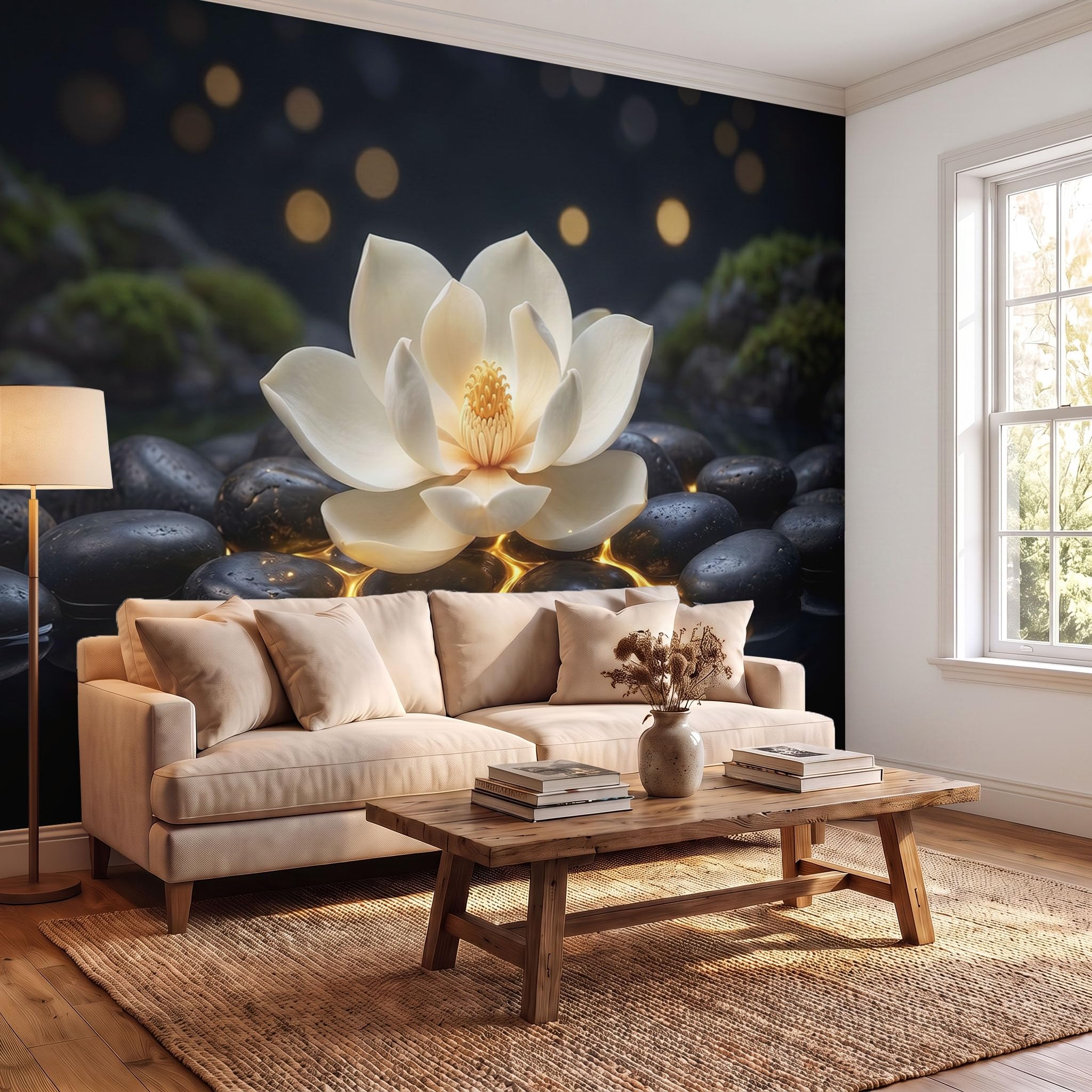 Papel Pintado Fotomural Papel Tapiz Flores Zen