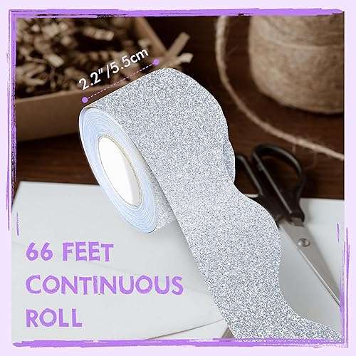 Miniatura 44 de Bordes de tablón de anuncios de 60 pies, borde ondulado amarillo puro con diseño de línea ondulada para la escuela, el aula y las oficinas Amarillo